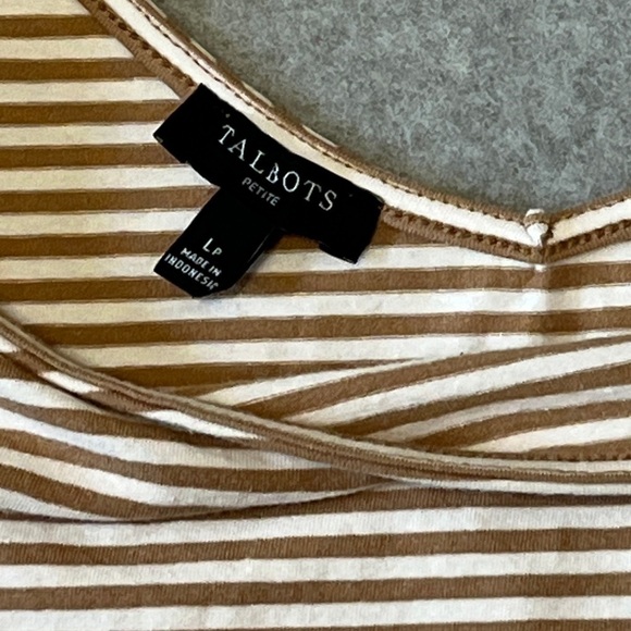T by Talbots 180° TWO-WAY TANK - BELLEVILLE STRIPE. Tan White Size LP #1118 - Picture 6 of 6